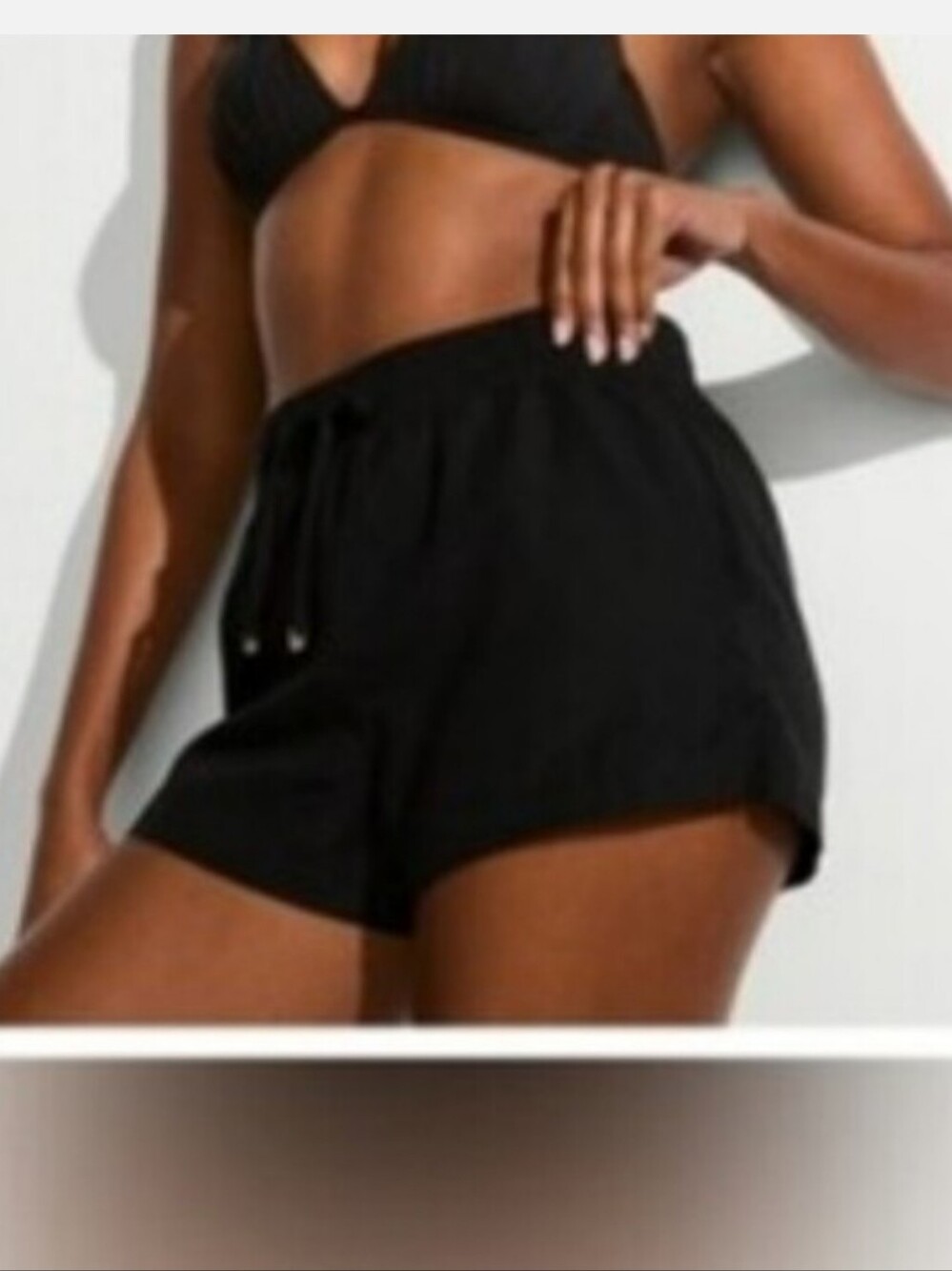 Victoria's secret cotton linen blend swim coverup shorts BLACK SMALL